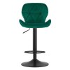 Scaun de bar verde WEST VELVET cu picior negru