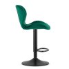 Scaun de bar verde WEST VELVET cu picior negru