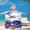 Dětské plážové pončo OCEAN WORLD modré 60x90 cm