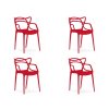 Moderní Sada 4ks plastových židlí KATO červených pro interiér i exteriér