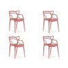 Set 4 bucati scaune din plastic KATO, coral