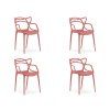 Set 4 scaune din plastic KATO, culoarea coral