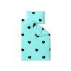Modré povlečení CORAZON BLEND s minimalistickým vzorem srdcí