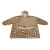 Patura cu maneci si gluga, imitatie de miel LEOPARD, crem