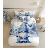 Lenjerie de pat 3D microflanel BLUE GNOME alb + fata de perna 40x50 cm gratuit