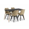 Černý stůl ADRIA 120x80 a béžové židle BALI MARK – moderní jídelní set