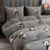 Hřejivé mikroplyšové povlečení HAPPY PANDA – šedé s pandím motivem