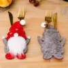 Stylové červené pouzdro na příbory SANTA GNOME s bílým plnovousem
