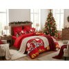 Vánoční povlečení z mikrovlákna BELLMERRY červené se Santou a zvonečky
