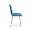 Sametová jídelní židle LIBRA v tyrkysové barvě s pevným kovovým rámem