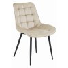 Béžová sametová židle BERA s černými nohami, moderní design