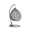 Scaun suspendat negru KOKON cu suport, perna alb-gri