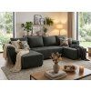 Coltar extensibil in forma de U LIVARO, gri inchis, 305x140 cm