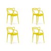 Set 4 buc scaune din plastic KATO, galbena