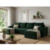 Moderní gauč do U VALERIO 305x140 cm tmavě zelená s úložným prostorem