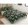 Polybavlněné povlečení CATTAMI tmavě zelené s motivem koček