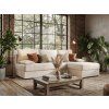 Coltar extensibil de colt VENORIA SLIM, crem, reversibil, 200x143 cm + 2 perne GRATUIT