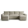 Set canapea extensibila in forma de U SMART BOUCLE 303x143 cm, gri-bej