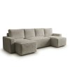 Set canapea extensibila in forma de U SMART BOUCLE 303x143 cm, gri-bej