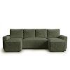 Canapea extensibila in forma de U SMART BOUCLE, verde inchis, 303x143 cm