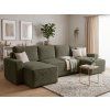 Canapea extensibila in forma de U SMART BOUCLE, verde inchis, 303x143 cm