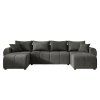 Stylová sedací souprava SEVIO 311x145 cm tmavě šedá do U + 2 polštářky zdarma