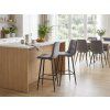 Barová židle ARCETO VELVET šedá s prošíváním a moderním minimalistickým designem