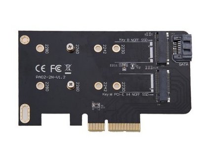 NVMe/AHCI M.2 zámek M -> PCI-E x4 v. 2.0 & M.2 NGFF zámek B / B+M »ver. 3«