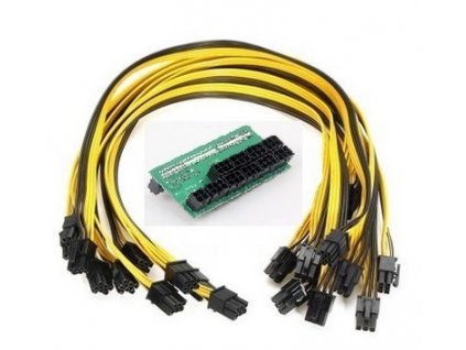 set převodový modul pro serverové zdroje na 9 x 6 pin GPU  + 9 ks 16AWG kabelu 6pin(M) na 6pin(M)