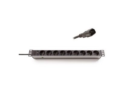 19" rozvodný panel,9x230V,1U, IEC320 C14  2,5m