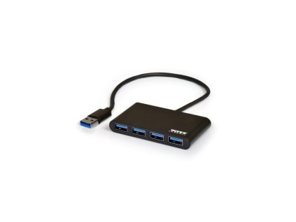 PORT CONNECT USB HUB, 4x USB 3.0, černý