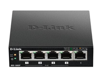 D-Link DES-1005P 5-port 10/100 switch, 4xPoE+,60W