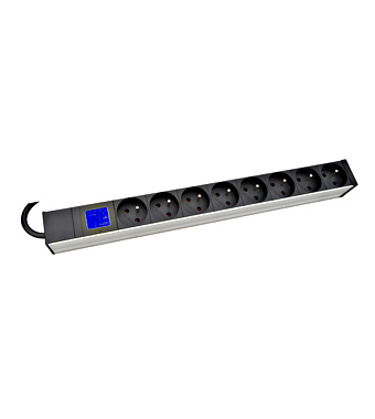 PDU IT METER, integr.merení,8x CSN,Al, 19", 1U, RAL 7035