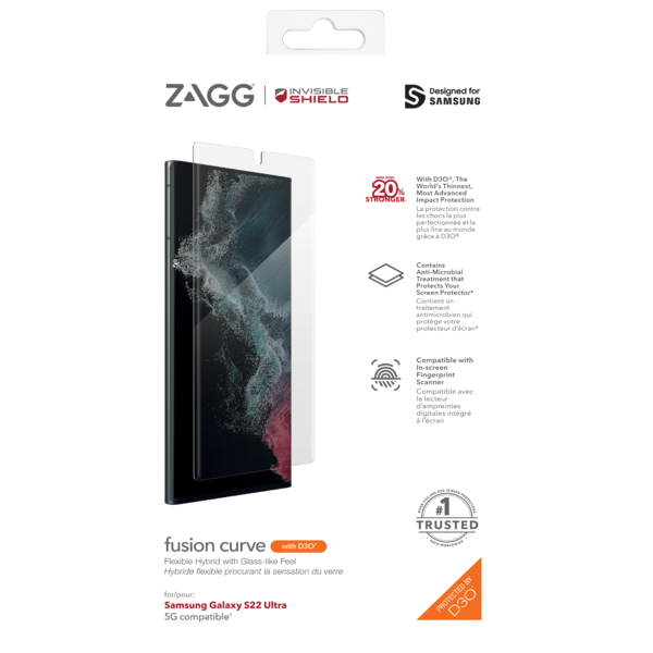 ZAGG Invisible Shield Fusion D3O Curve hybridní sklo SG S22 Ultra 5G