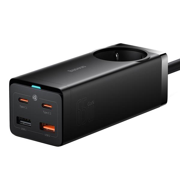 Baseus Rychlonabíječka do sítě GaN3 Pro, 2x USB-C, 2x USB + AC 65W černá