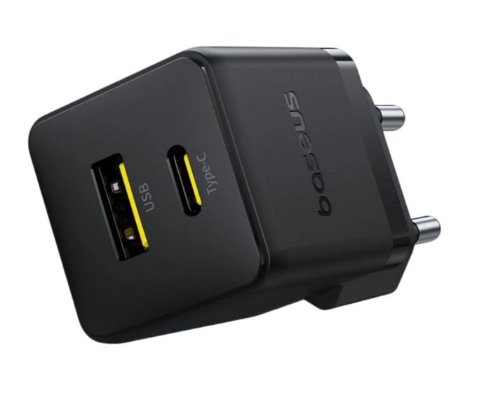 Baseus Rychlonabíječka do sítě Palm 30W 1xUSB-A 1xUSB-C PD QC 3.0 černá