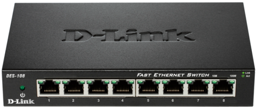 D-Link DES-108 kovový 8-port 10/100 Desktop Switch
