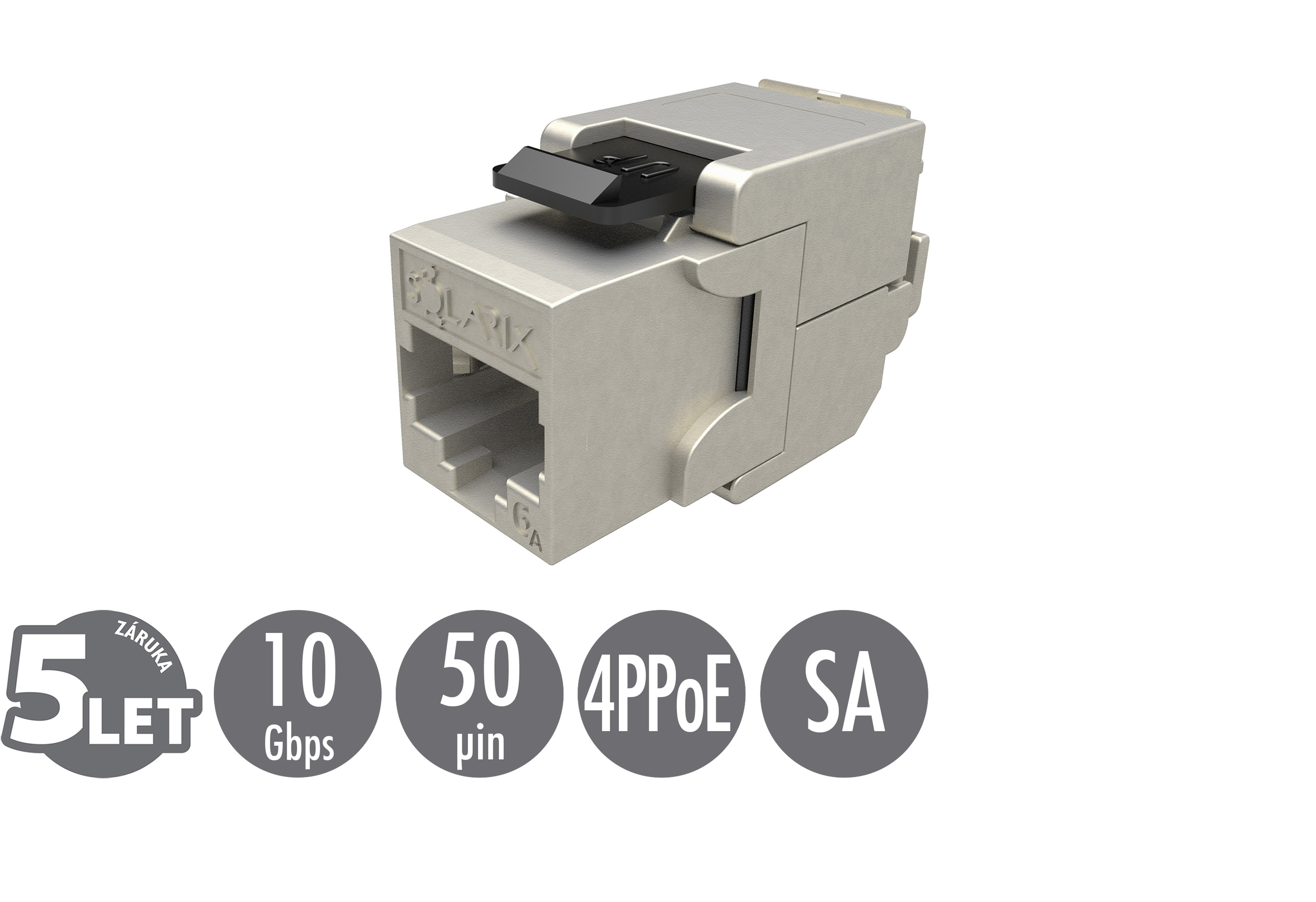 Samořezný keystone Solarix CAT6A STP RJ45 SXKJ-10G-STP-BK-SA Component Level a 4PPoE certifikace