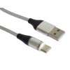 PremiumCord Magnetický micro USB a USB-C nabíjecí a datový kabel 1m, stříbrný