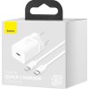 Baseus rychlonabíječka do sítě Super Si USB-C PD QC 20W s Lightning kabelem 1m bílá
