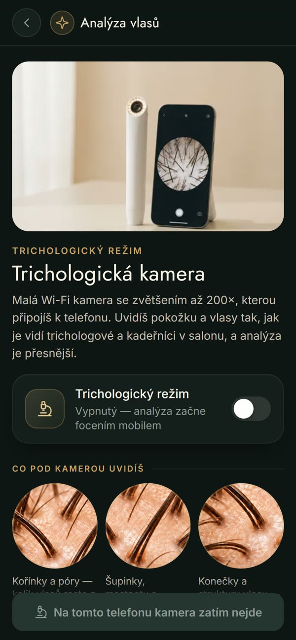 Trichologický režim v aplikaci