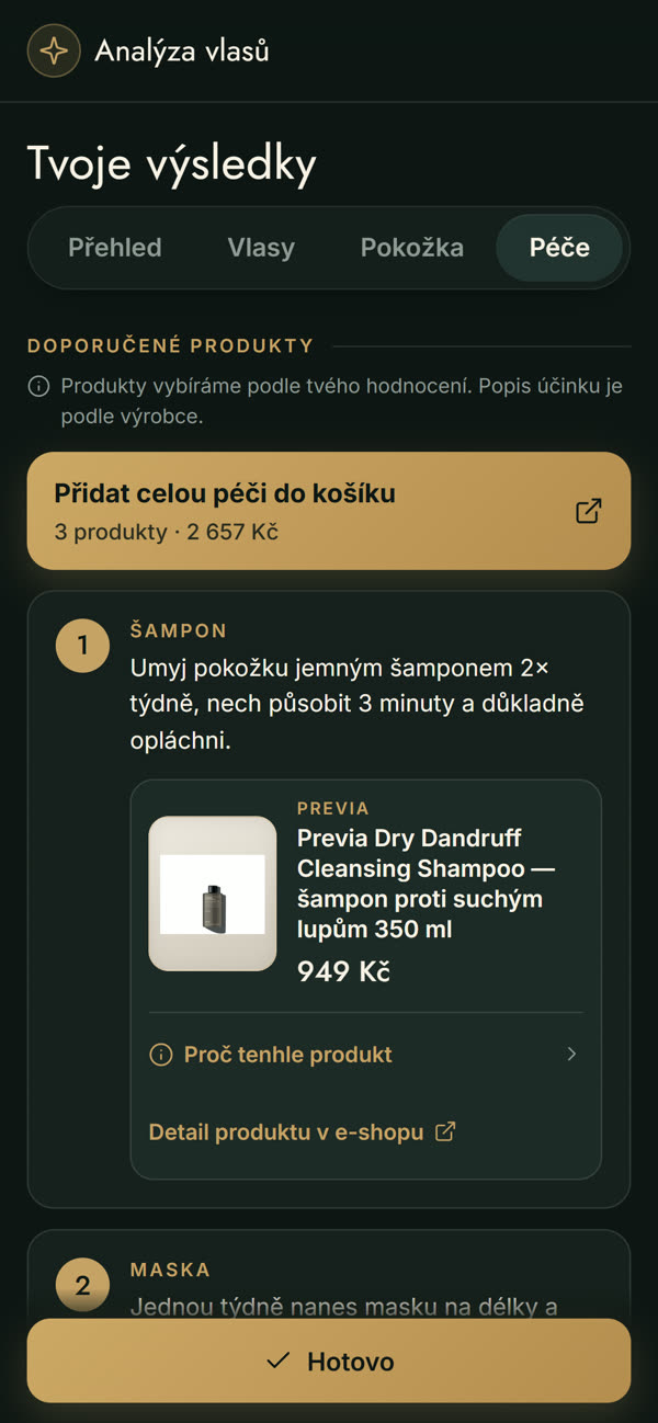 Doporučené produkty a tlačítko do košíku
