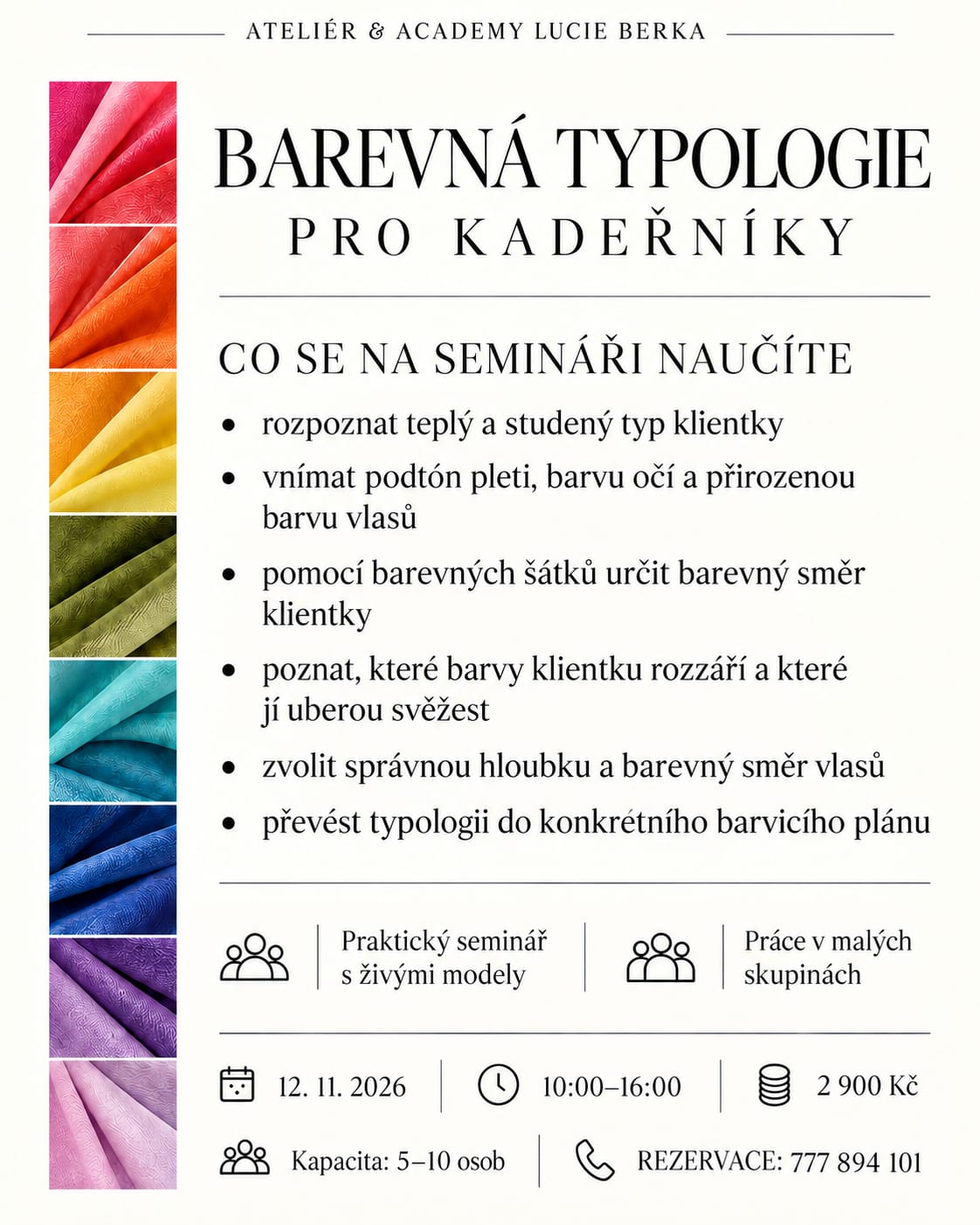 Program školení Barevná typologie — přehled toho, co se na semináři naučíte