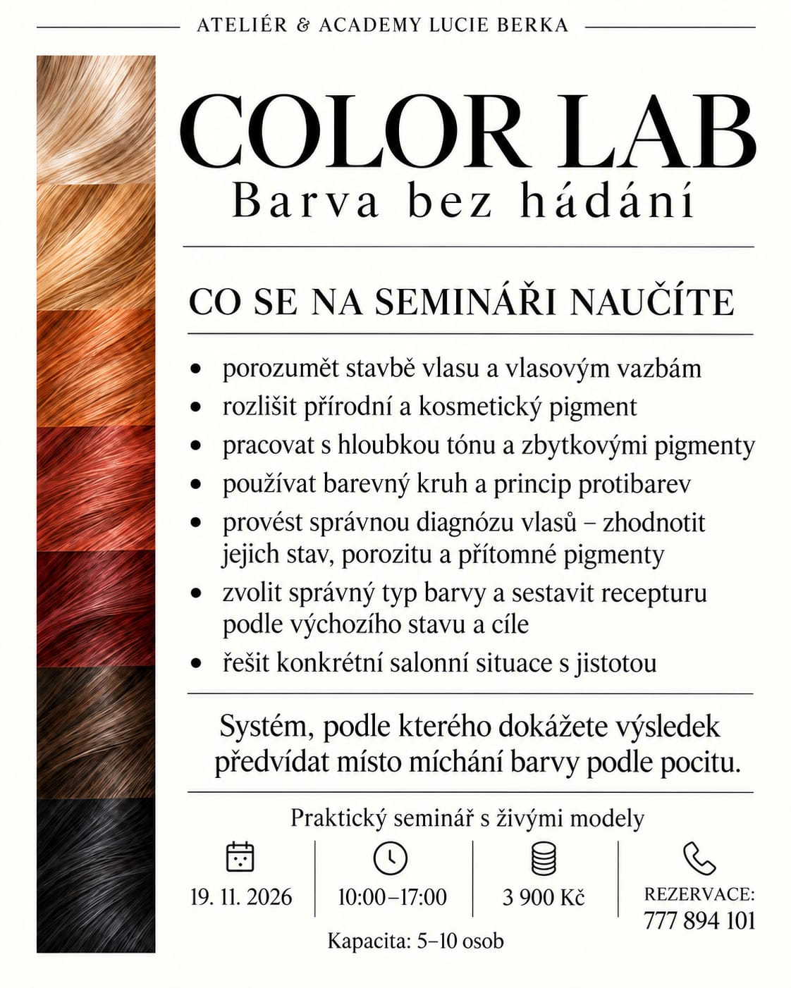 Program školení Color Lab — přehled toho, co se na semináři naučíte