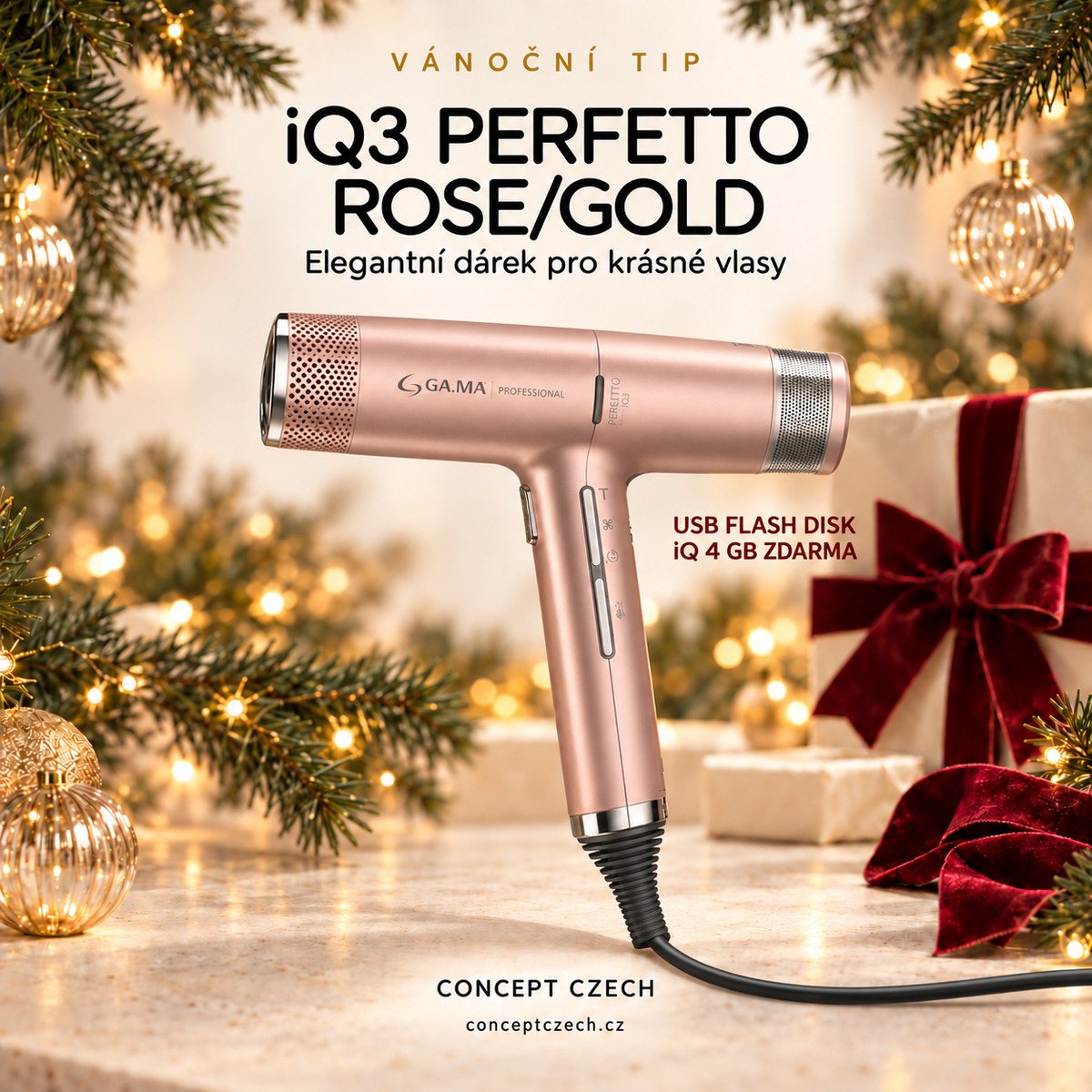 Vánoční tip: GA.MA Fén iQ3 Perfetto rose/gold