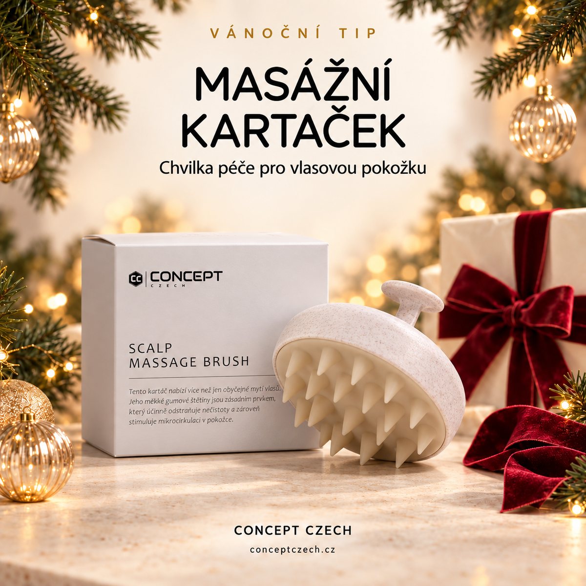 Vánoční tip: Concept Czech Masážní kartáček na pokožku hlavy