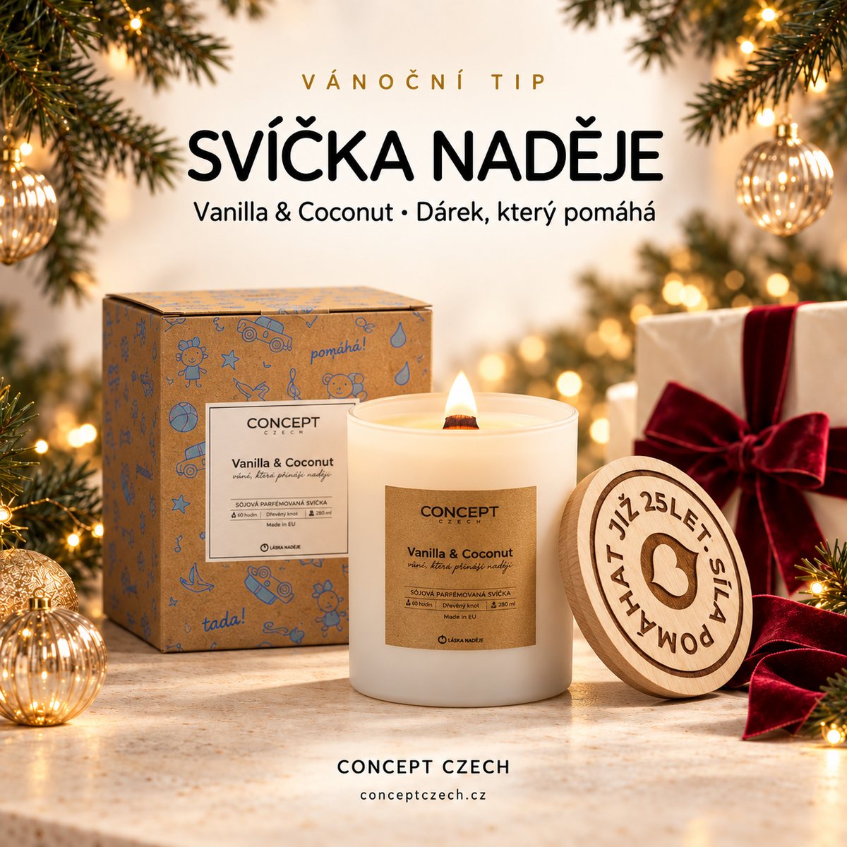 Vánoční tip: Concept Czech Svíčka Naděje Vanilla & Coconut
