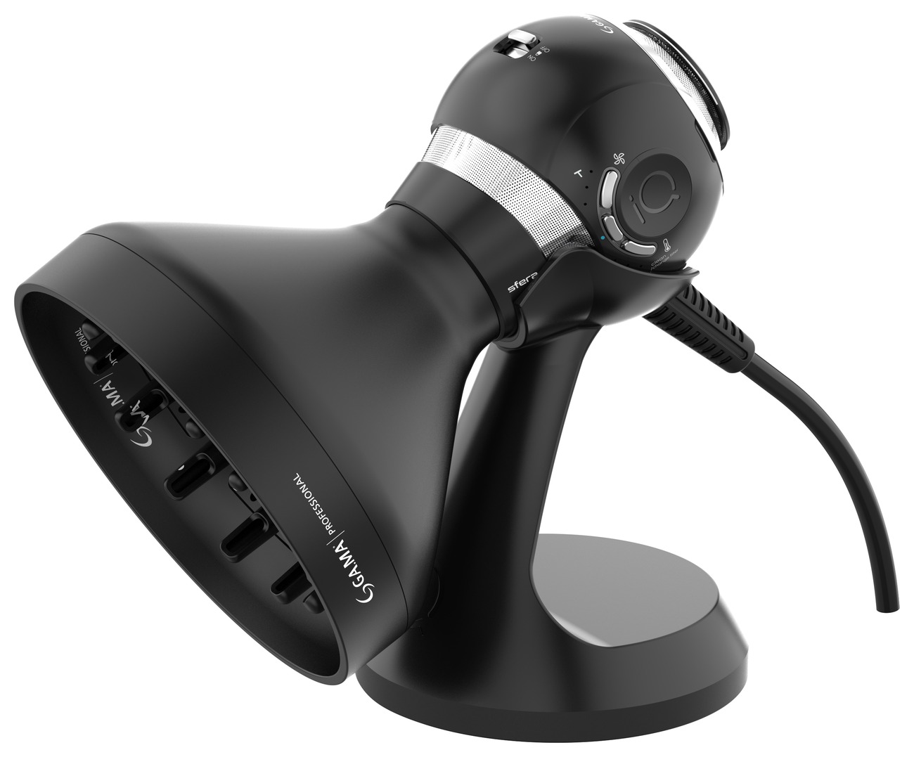 Deep Diffuser nasazený na fénu iQ Sfera ve stojánku