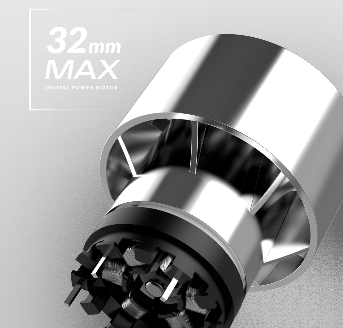 Digitální motor iQ Sfera o průměru 32 mm v řezu