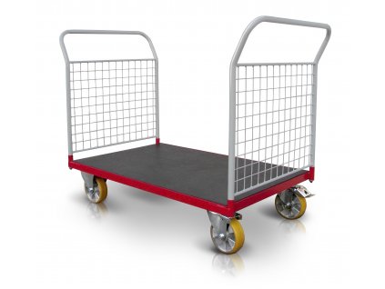 Industriální celosvařený plošinový vozík 2 x madlo se sítí 500 kg PROFI 52608-22  500 kg - zesílené provedení